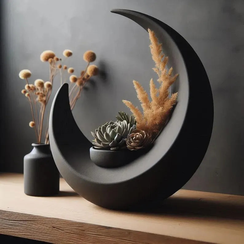 Designer Crescent Decorative Object – Modern Vase, Vessel & Plant Holder for Elegant Home decor