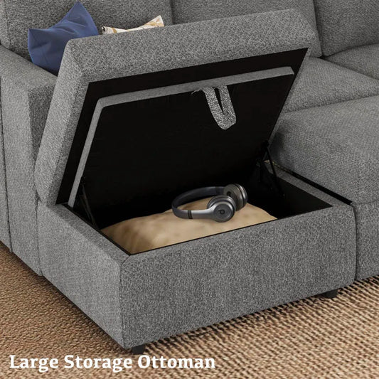 Storage Ottoman Module For Sofa Set As A Seat And Low Table
